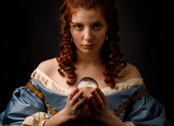 Baroque woman with glass ball