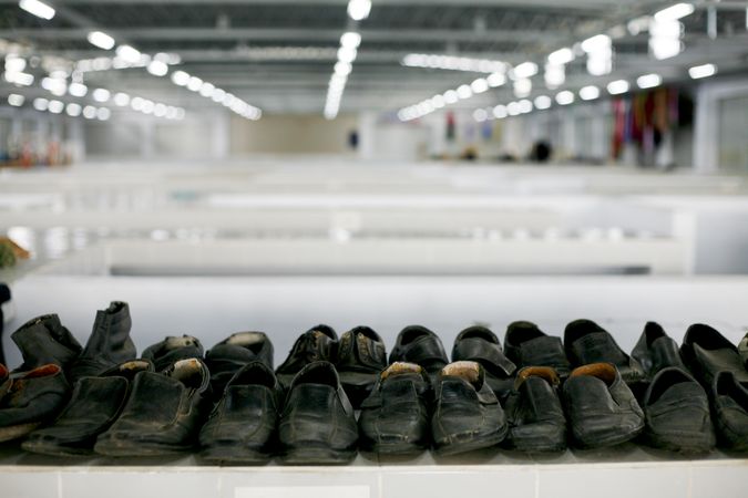 Row of used shoes