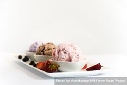 Plate of three delicious and different ice cream scoops 4dO2a5