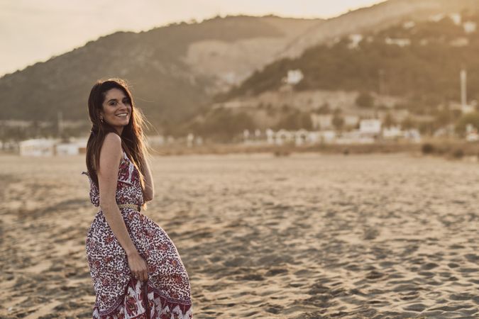 Woman with dress at the beach