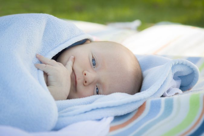 Baby Boy Resting in His Warm Blanket