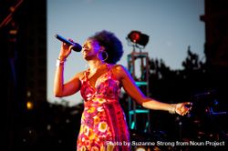 Los Angeles, CA, USA - July 12, 2012: Nailah Porter singing passionately on stage 42kmmb