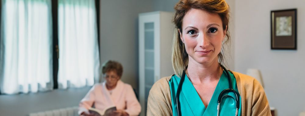 Female doctor posing in a clinic