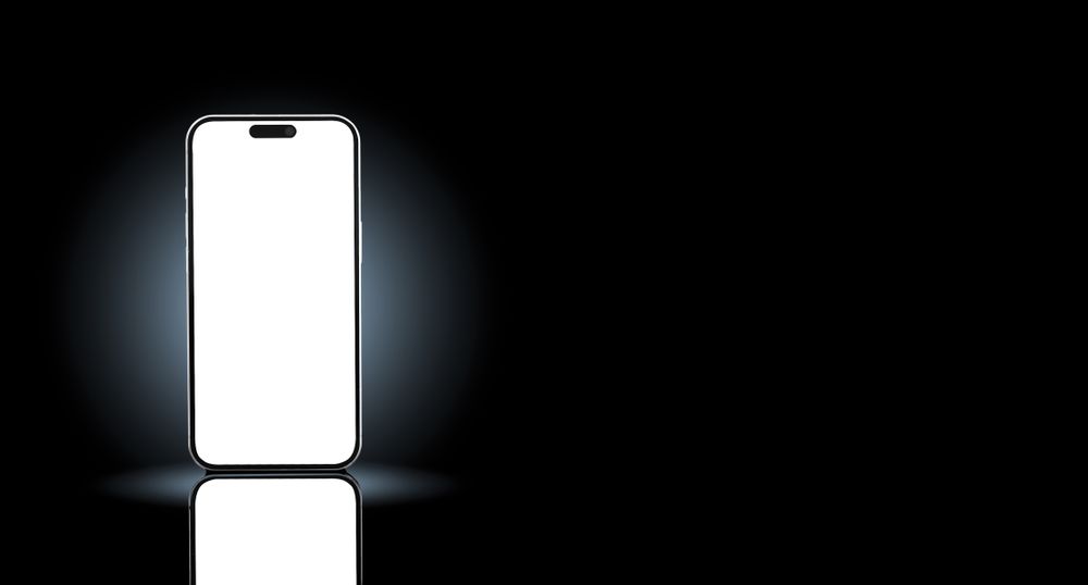 Smartphone mockup on bright glass