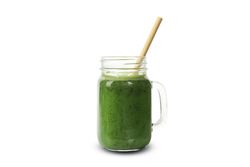 Smoothie of green vegetables isolated on blank background