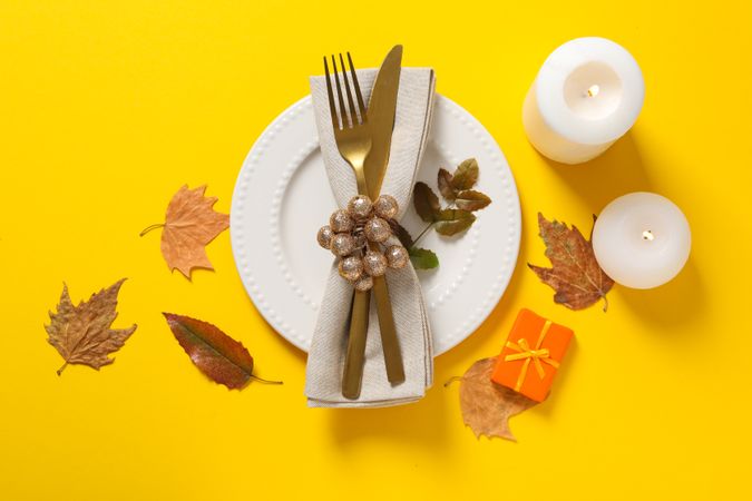 Fall season, autumn time, table setting for fall season