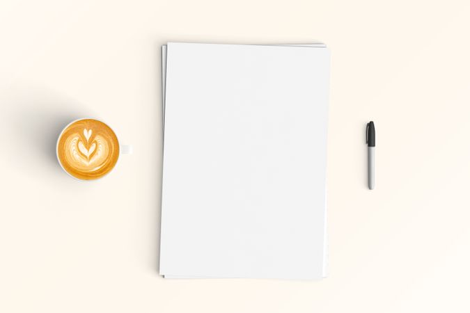 Modern workspace with  copy space on color background