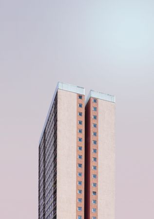 Block of peach colored apartments