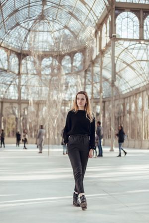 elegant woman walking in Crystal Palace