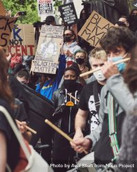 London, England, United Kingdom - June 6th, 2020: Group of people at BLM protest 5lVKab