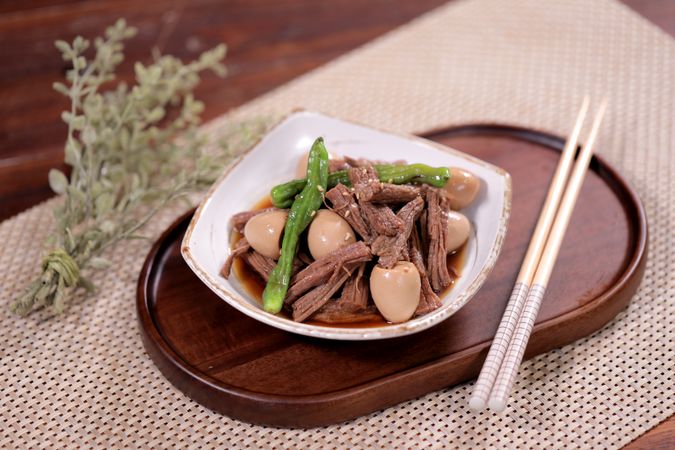 Beef Soy Sauce Stew, Korean Healthy Food. Fresh Ingredients.