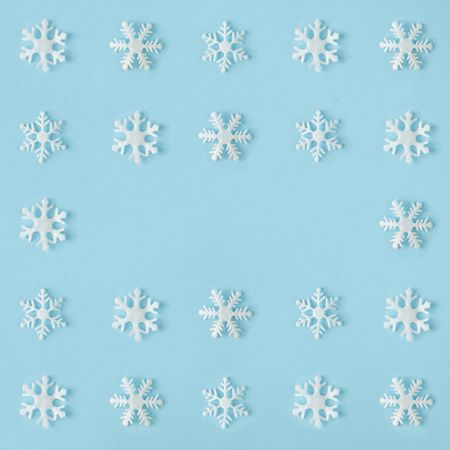 Snowflakes arranged on blue background