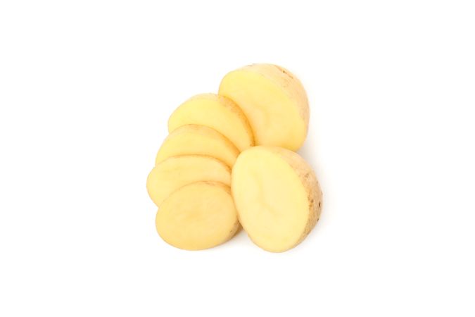 Looking down at sliced potato