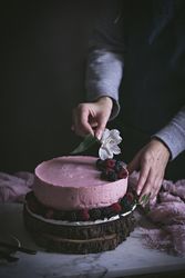 Strawberry tart on table