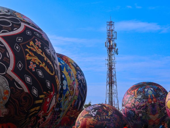 Traditional Balloon Festival, colorful and amazing with beautiful blue sky