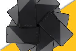 Mobile phones in a geometric pattern