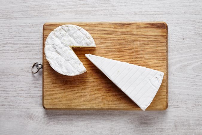 Above view of two pieces of cheese