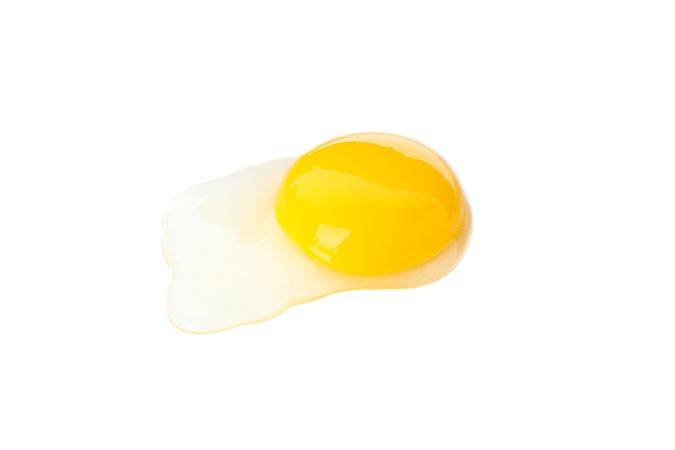 Raw egg yolk isolated on blank background