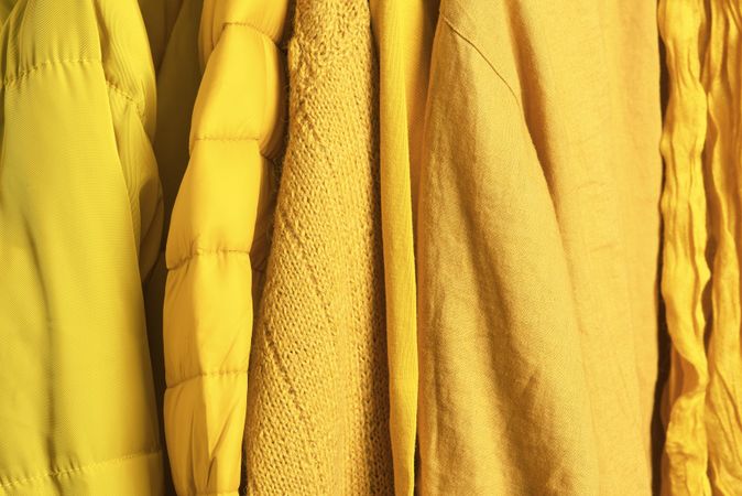 Close up of yellow clothes, Pantone color of the year 2021
