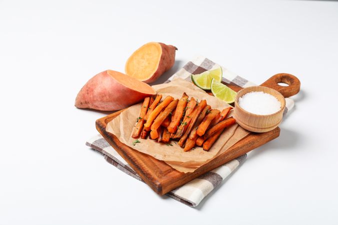 Concept of tasty food, fried sweet potato