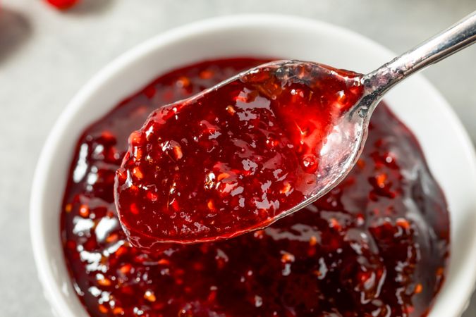 Sweet Homemade Red Raspberry Jam Preserves
