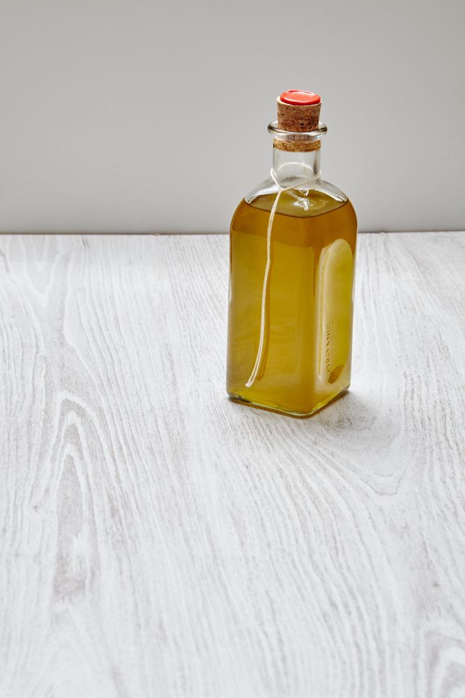 Glass bottle of olive oil