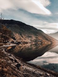 Reflection of mountain on lake