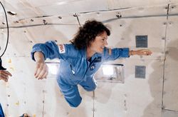 Astronaut Christa McAuliffe in training in 1985 41JDOb