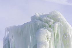 Ice sculptures on an overcast winter day in Wisconsin