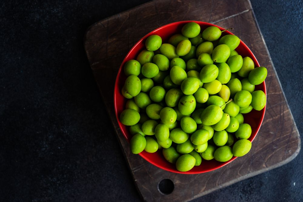 Green Georgian tkemali fruit
