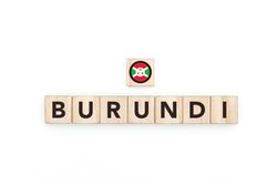 Wooden blocks bearing the name and flag of Burundi.