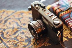 Vintage camera on a decorative table