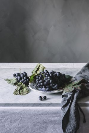 Bunch of grapes on plate
