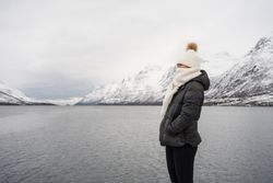 Young woman in warm clothes