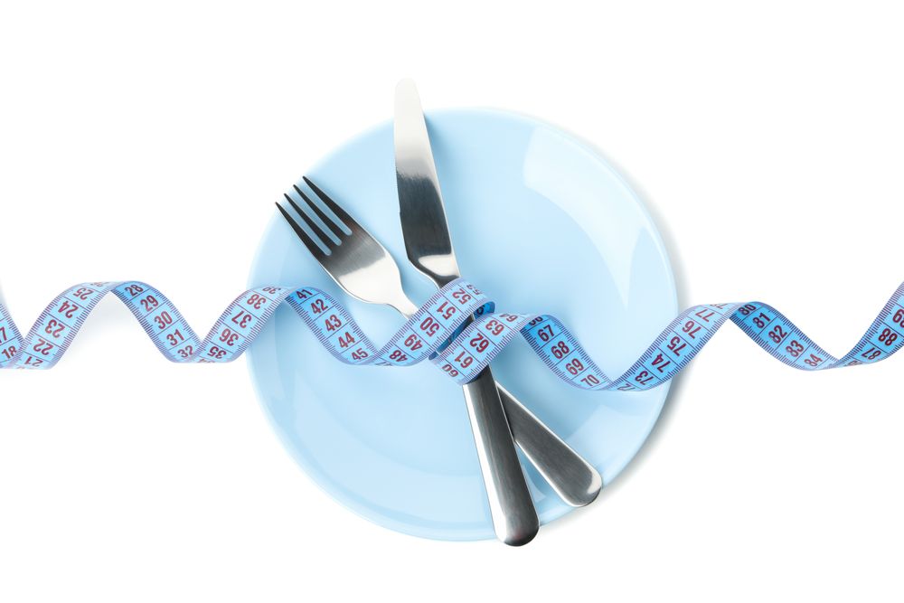 Cutlery with measuring tape isolated on blank background