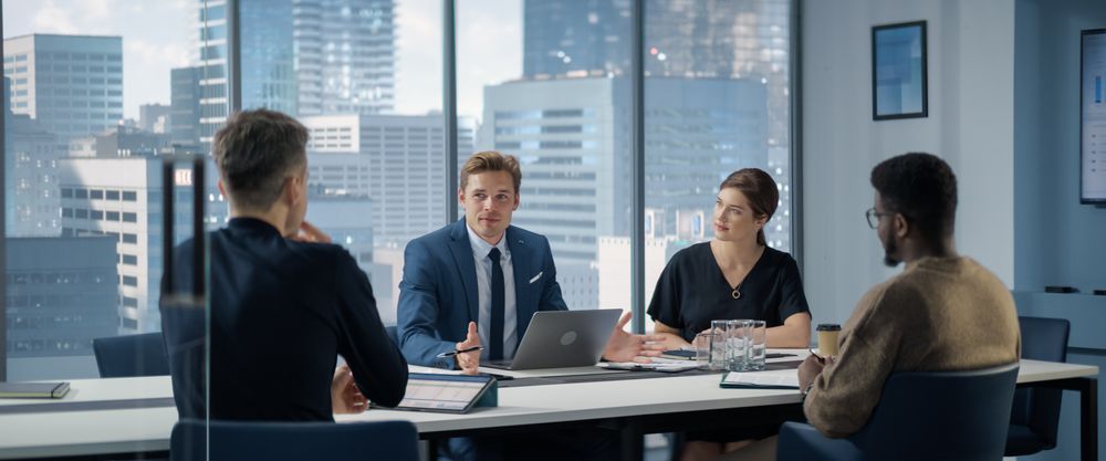 Modern Multi-Ethnic Office Conference Room Meeting