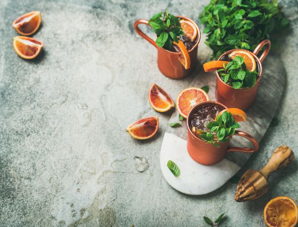 Brunch summer or spring refreshing Moscow mule cocktail