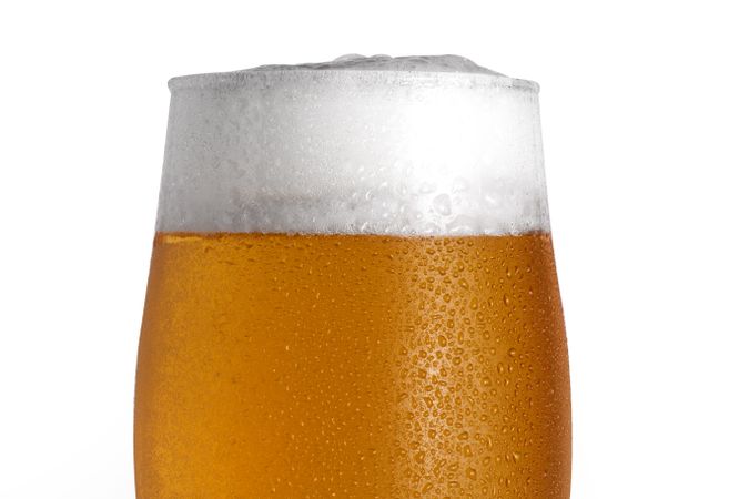 Glass of tasty light beer