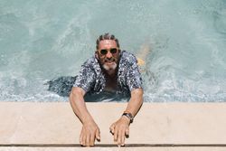 Older man in swimming pool
