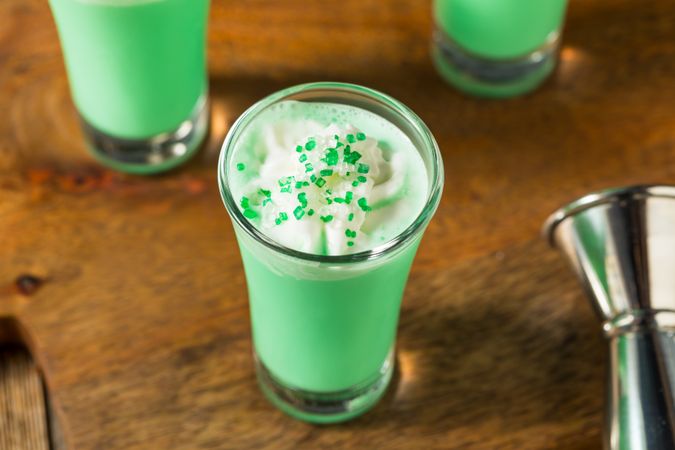 Boozy Green Grasshopper Shots Cocktails