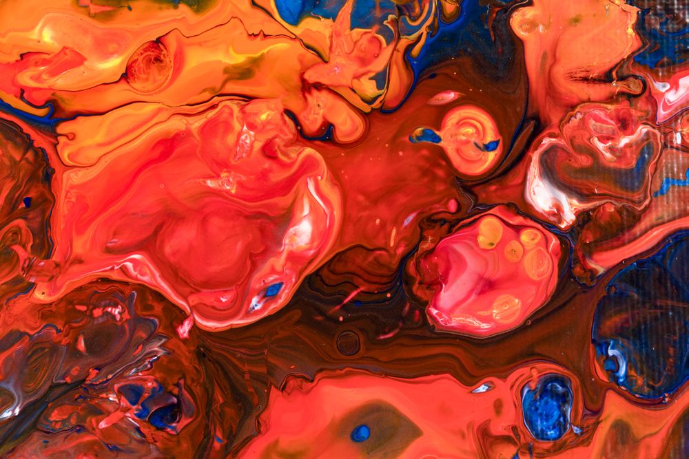 Fluid Art in Red And Blue Abstract Acrylic Pouring