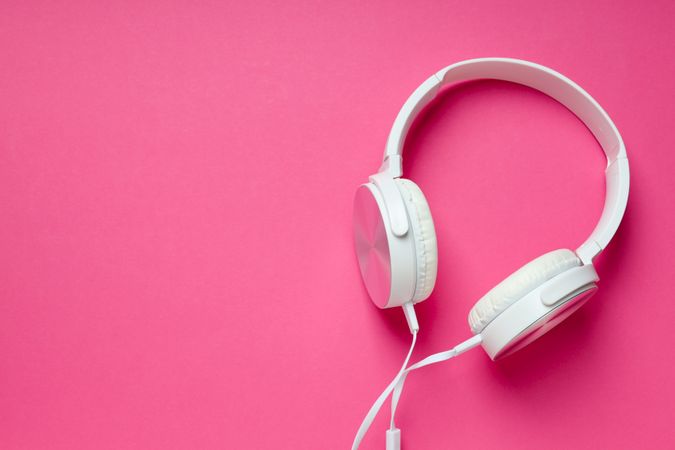 Concept of listening audio, music with headphones