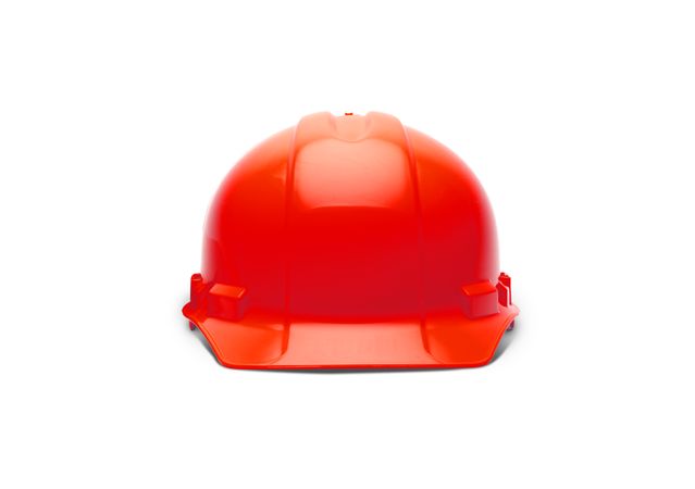 Red Construction Safety Hard Hat Facing Forward Isolated