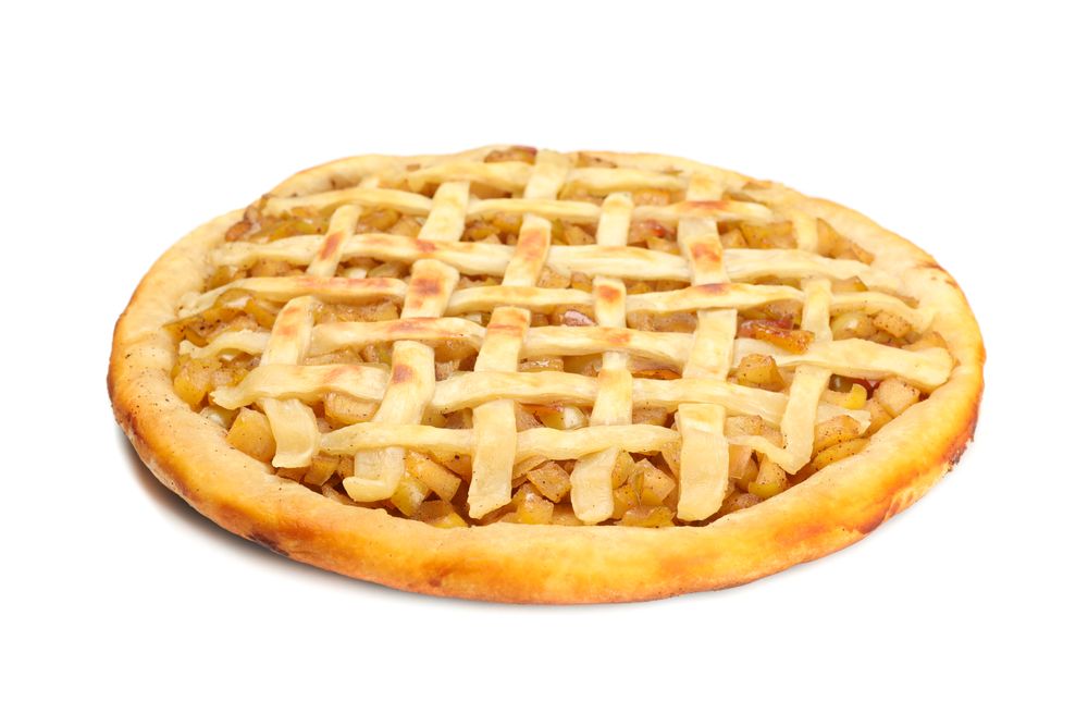 Tasty apple pie isolated on blank background. Homemade food
