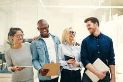 Multi-ethnic group of colleagues smiling together