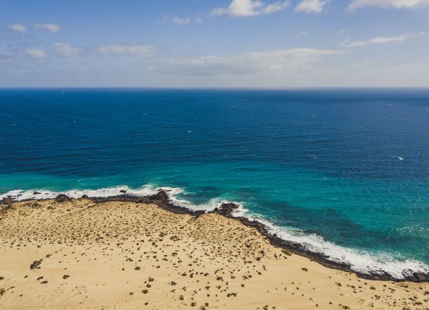 Amazing shoreline of ocean from drone