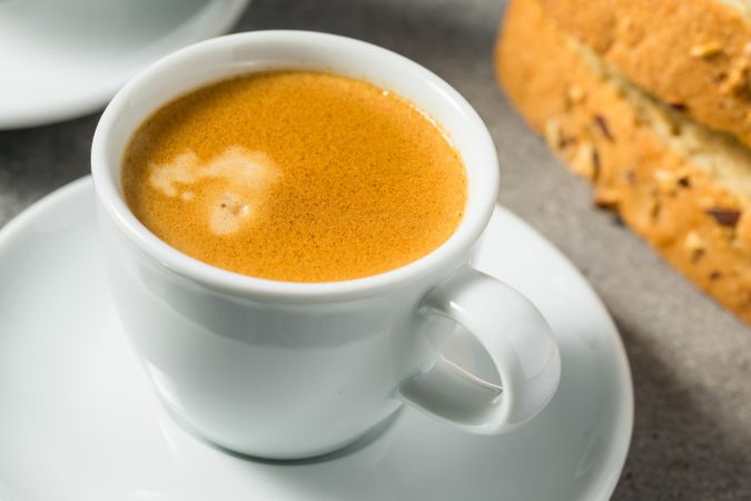 Warm Hot Dark Italian Espresso Coffee Shot