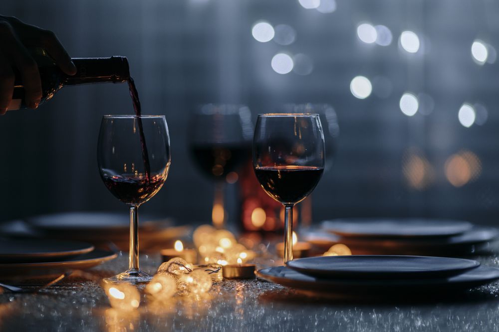 Low view of wine pour