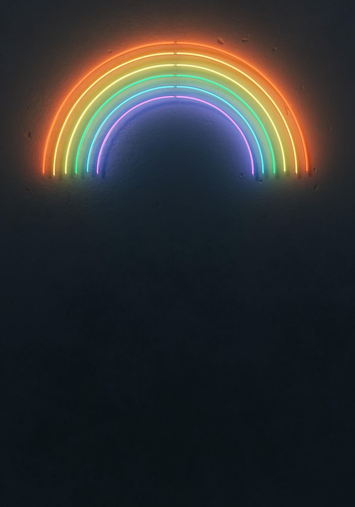 Fluorescent color rainbow layout made of neon tubes