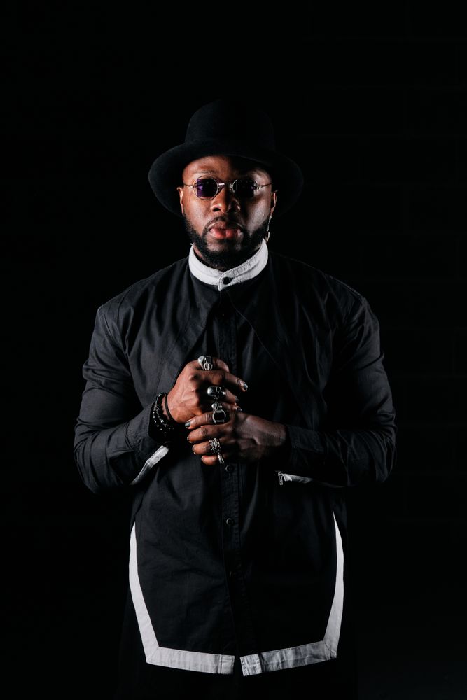 Serious stylish Black on black background